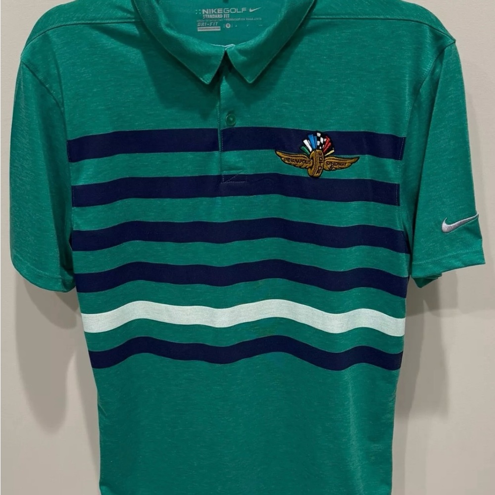 Nike Green and Blue Polo Shirt with Sporty Stripes